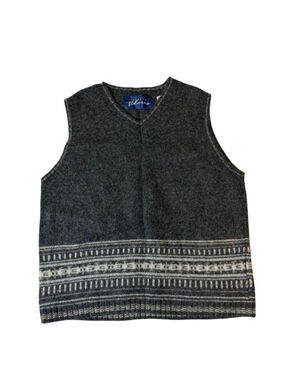 Express Bleus Vintage 100% Wool Fair Isle Sweater Vest Medium
